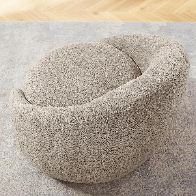 VANOMi 360 Degree Swivel Barrel Chair Modern Living Room Chairs with Armrest Cozy Reading Chair for Adults Small Space Living Room Camel