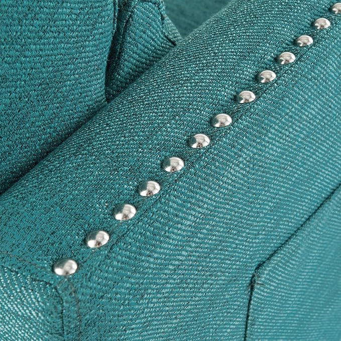 Mid-Century Fabric Rocker Recliner Chair with Tufted Design Adjustable Single Recliner Sofa with Thicker Seat Cushion with Pocket for Living Room Bedroom Apartment (Teal Style2)