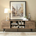 EDYO LIVING 65 Mid Century Modern TV Stand Wood TV Stand with Storage Cabinet and Open Shelf for Televisions up to 65 Entertainment Center TV Console Table for Living Room Rustic Oak