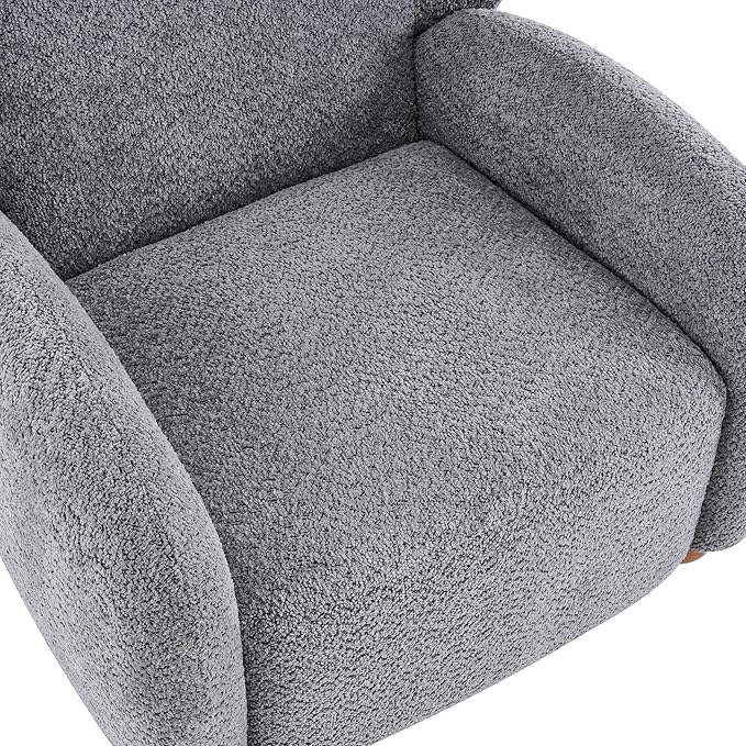 Christopher Knight Home Aiden Boucle Wingback Accent Chair Fabric Upholstered Club Chair with Wooden Frame Comfy Reading Chair for Living Room/Bedroom Dusty Blue+Walnut