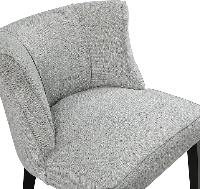 Lexicon Accent Chair Textured Fabric Upholstered Armless Seat with Solid Wood Legs Curved Back Comfy Side Chairs for Living Room/Bedroom/Office/Waiting Area Gray