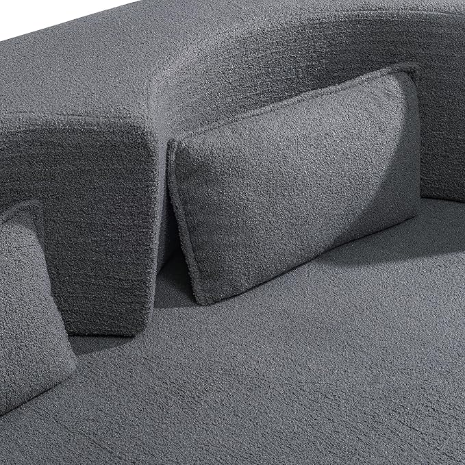 Convertible Folding Sofa Bed79”Full Size Floor Sleeper Boneless CouchTeddy Velvet Full Foam Futon Loveseat for Living Room BedroomNo Assembly Required (Grey)
