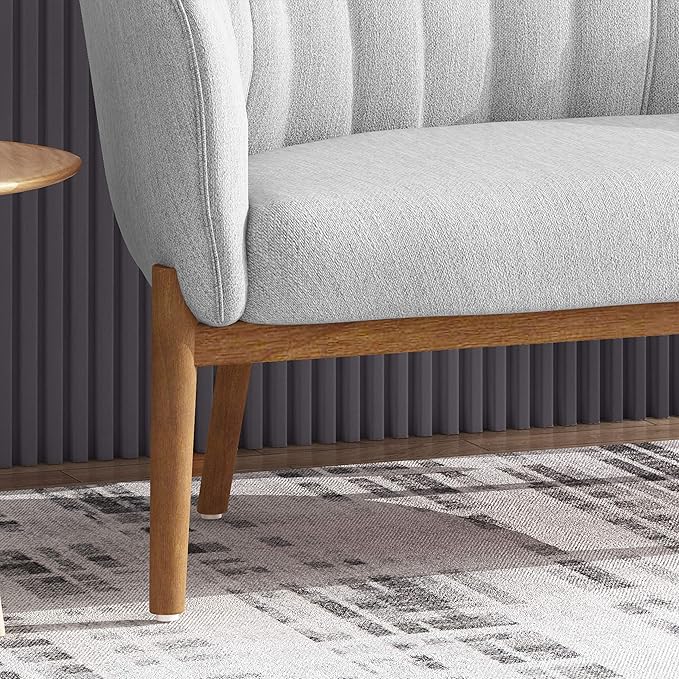 Great Deal Furniture Noble House Galena Mid-Century Fabric Loveseat in Mity Gray