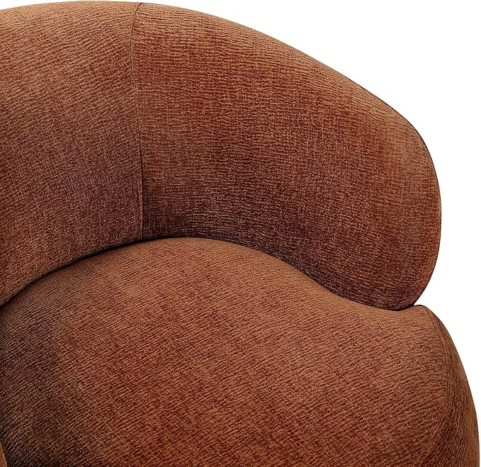 Lexicon Modern Barrel Swivel Accent Chair - Upholstered Soft Chenille Fabric with Metal Base 360 Degree Round Swivel Accent Chair for Living Room Bedroom Office No Assembly Required Rusty Orange