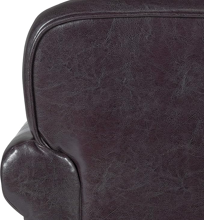 Kids Accent Chair with Rolled Arms - Brown Faux Leather