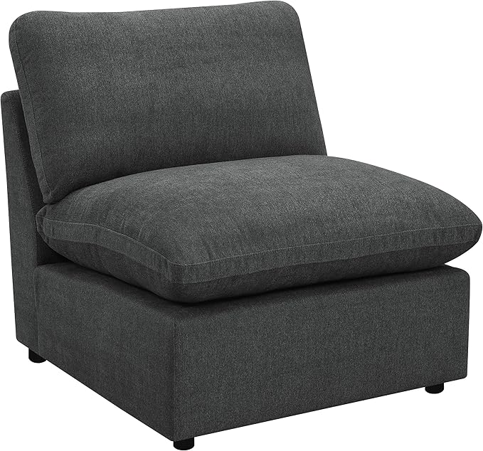 Coaster Home Furnishings - Collins - Modular Armless Chair with Cushion Back Foam Padding and Reversible Cushions - Living Room - Dark Grey - 609530AC