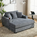 Oversized Chenille Fabric Chaise Lounge Chair Indoor 55 Oversized Chaise Lounger Modern Style Sofa Couch With Pillows Charge Station &amp Cup Holders For Living Room Office (Blue Gray 55)