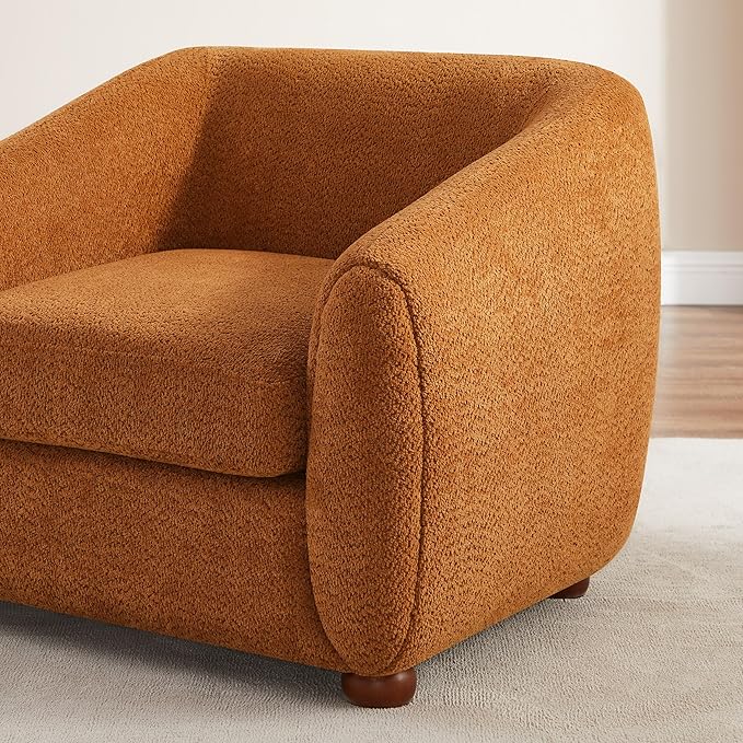 VANOMi Accent Chairs for Living Room Modern Living Room Chairs with Cushion Sherpa Reading Chairs for Adults Bedroom Apartment Curry