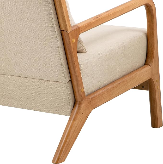 Accent Chair Mid Century Modern Armchair with Pillow Upholstered Lounge Sofa Reading Side Chair for Living Room Bedroom