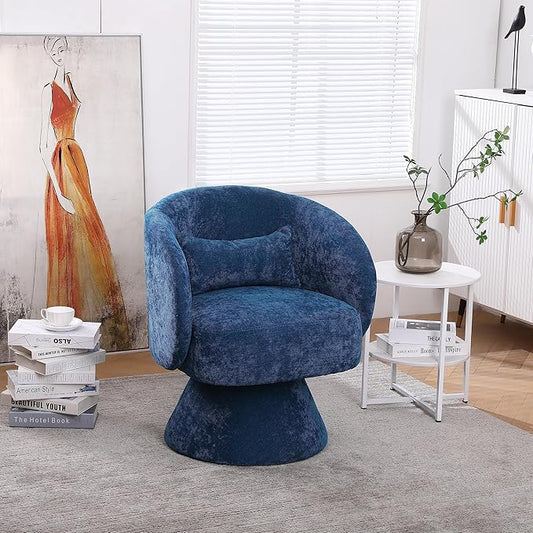 Swivel Accent Chair Armchair Round Barrel Chair in Fabric for Living Room Bedroom(Teal)