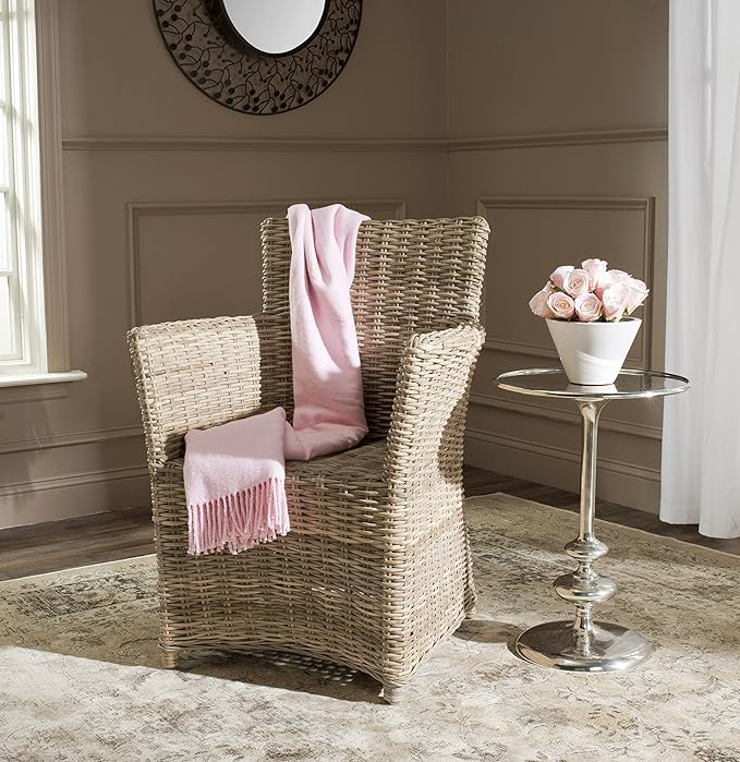 SAFAVIEH Home Collection Natuna Soft Grey Arm Chair