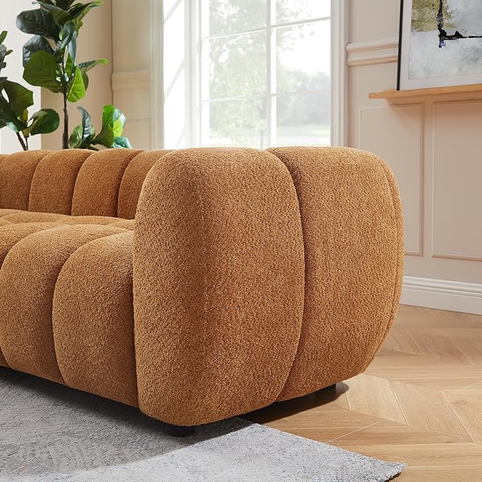 VANOMi 88 Oversized Boucle Sofa Modern Upholstered Tufted Cloud Couch Deep Seat Boucle SofaCozy Modern 3 Seater Couch for Living Room Bedroom Apartment