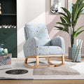 Nursery Chair 26.8 W Modern Rocking Chair for Nursery Mid Century Accent Rocker Armchair with Side Pocket Upholstered High Back Wooden Rocking Chair (Blue Boucle)