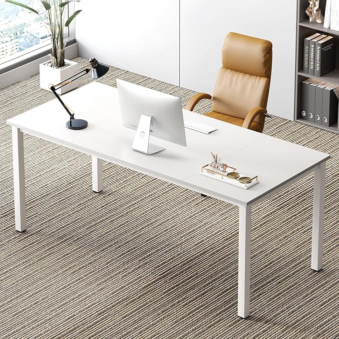 Need 70.8 Inch Executive Office Desk Large Stylish Computer Desk Simple Study Writing Desk Workstation Business Furniture for Home Office White