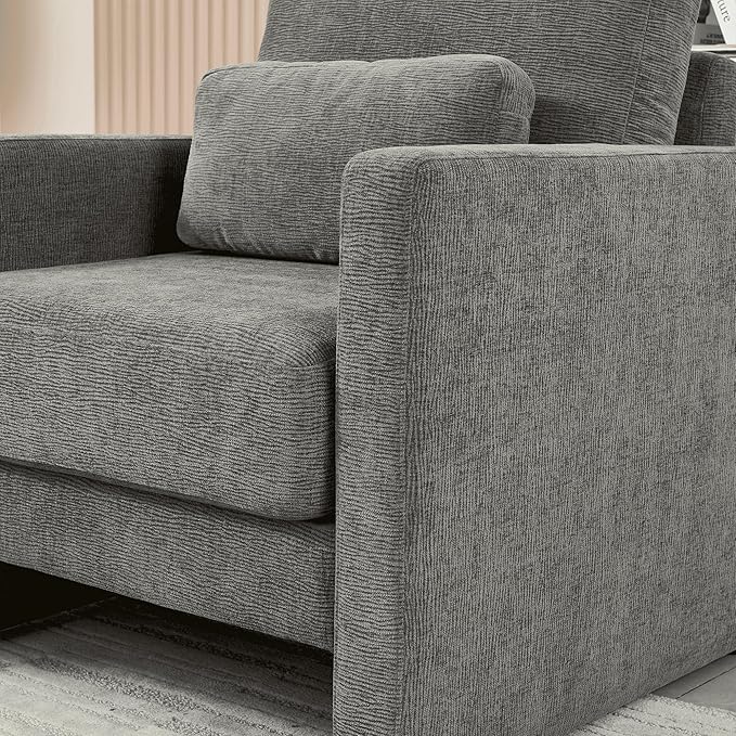 Modern Accent Chair Chenille Upholstery Armchair - Modern Style Solid Wood Frame - Ideal for Living Room Bedroom Office
