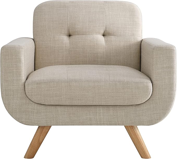 Rosevera Elena Contemporary Accent Armchair with Linen Upholstery Living Room Furniture Natural