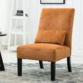 Roundhill Furniture Pisano Orange Fabric Armless Contemporary Accent Chair with Matching Kidney Pillow Single