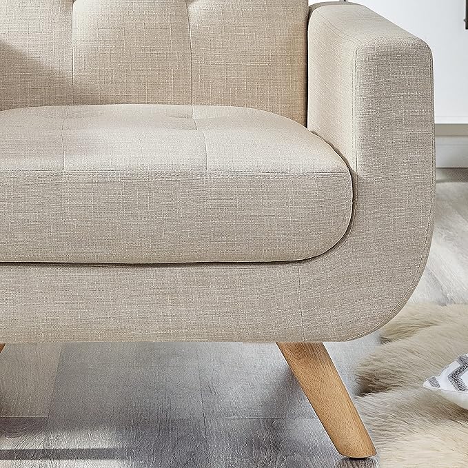 Rosevera Elena Contemporary Accent Armchair with Linen Upholstery Living Room Furniture Light Beige