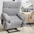 Oversized Power Lift Recliner Chair for Elderly Dual Motor Lift Chair with Vibration Massage &amp Lumbar Heating Standing Assistance Recliner with Cup Holders for Living Room - Chenille Fabric Gra