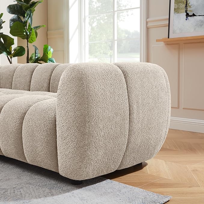 VANOMi 88 Oversized Boucle Sofa Modern Upholstered Tufted Cloud Couch Deep Seat Boucle SofaCozy Modern 3 Seater Couch for Living Room Bedroom Apartment