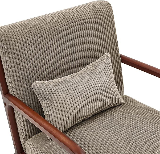 Modern Wooden Leisure Chair with Corduroy Fabric Medieval Comfortable Chair Suitable for Living Room Bedroom Study