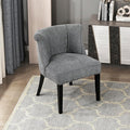 Lexicon Accent Chair Textured Fabric Upholstered Armless Seat with Solid Wood Legs Curved Back Comfy Side Chairs for Living Room/Bedroom/Office/Waiting Area Charcoal