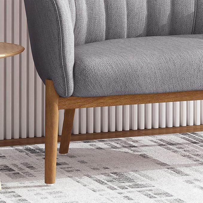 Great Deal Furniture Noble House Galena Mid-Century Fabric Loveseat in Charcoal