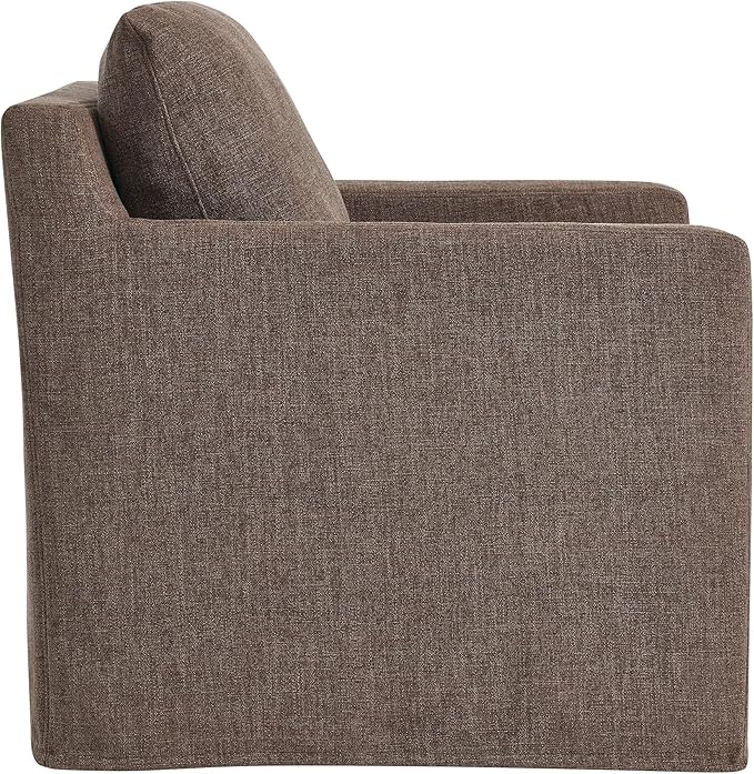Modway Serene Swivel Accent Armchair in Mocha - Modern Fabric Upholstered Chair - Slipcovered Armchair - Swivel Chair for Living Room or Bedroom