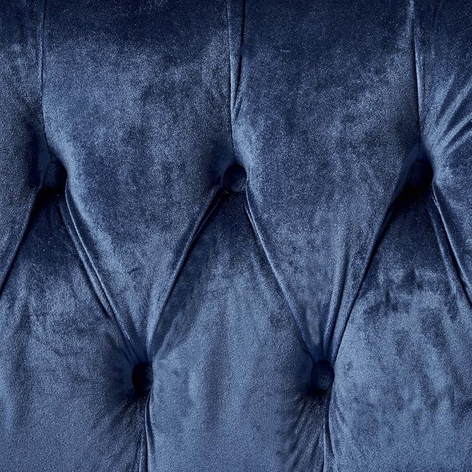 Christopher Knight Home Milani Tufted Scroll Arm Velvet Loveseat Navy Blue / Dark Brown