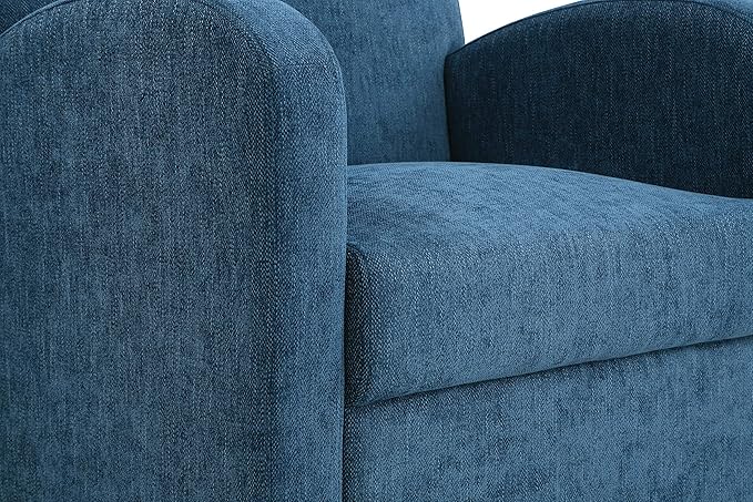 OSP Home Furnishings Aiden Club Accent Chair and Matching Ottoman with Medium Espresso Legs Herringbone Navy Fabric