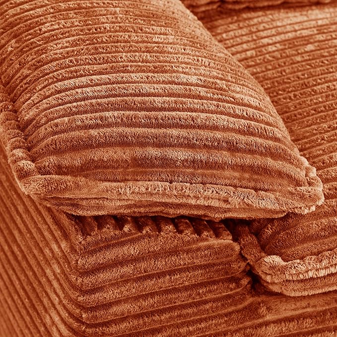 Oversized Armchair with Ottoman Corduroy Reading Chair for Bedroom &amp Living Room Modern Floor Sofa Chair Comfy Lazy Lounge Chair No Assembly Required Orange