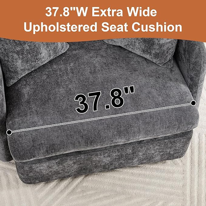 46 Oversized Swivel Accent Chair with Ottoman Set Upholstered 360° Swivel Barrel Chair and A Half with Ottoman Extra Wide Seat Lounge for Living Room Reading Bedrooms