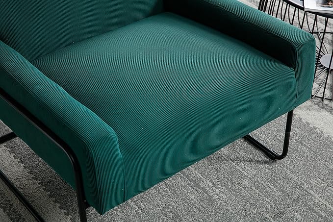 Generic Accent Chair Modern Industrial Slant Armchair with Metal Frame Premium High Density Soft Single Chair for Living Room Bedroom Emerald