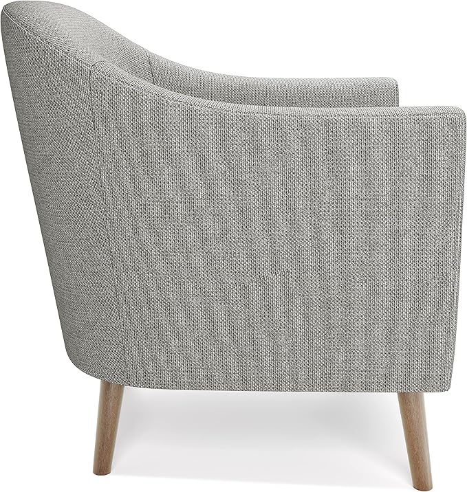 SIMPLIHOME Thorne Accent Chair - 30 inch Wide Upholstered Contemporary Arm Chair in Classic Grey for Living Room or Bedroom with Curved Back Removable Cushion and Durable Fabric Upholstery