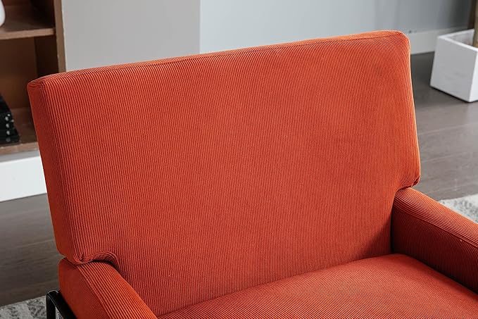 Generic Accent Chair Modern Industrial Slant Armchair with Metal Frame Premium High Density Soft Single Chair for Living Room Bedroom Orange