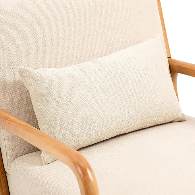 Accent Chair Mid Century Modern Armchair with Pillow Upholstered Lounge Sofa Reading Side Chair for Living Room Bedroom