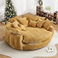 81 Oversized Boneless Round Chaise Lounge Bean Bag Chair Comfy Chenille Reading Chair Fluffy Plush Sofa Bed Large Deep Seat Circle Cloud Couch for Living Room/Apartment/Bedroom Yellow