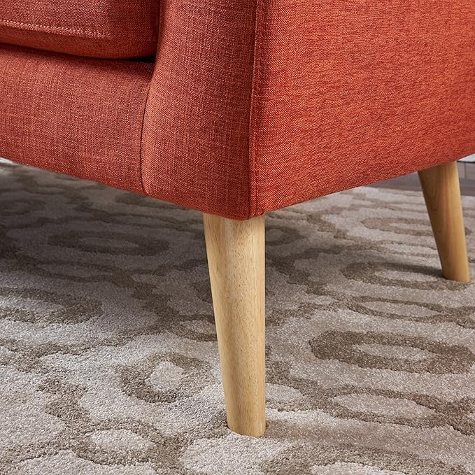 GDFStudio Button Back Mid Century Fabric Modern Loveseat (Muted Orange)