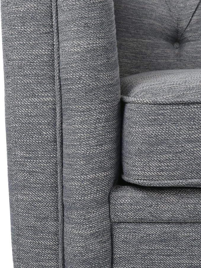 Charcoal Fabric Loveseat Tub-Shaped 2-Seater Sofa with Button-Tufted Stitch Contemporary Living Room Furniture with Birch Wood Legs Cozy Lounge Chair