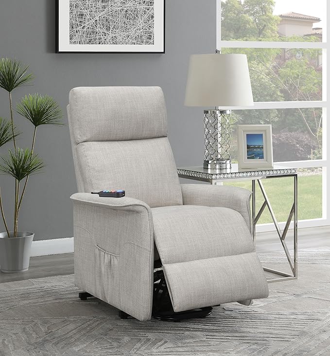 Coaster Home Furnishings - Henrietta - Fabric Upholstered Power Lift Massage Chair with Heat &amp Massage Functions USB Charging Port and Wired Remote - Living Room - Beige - 609407P