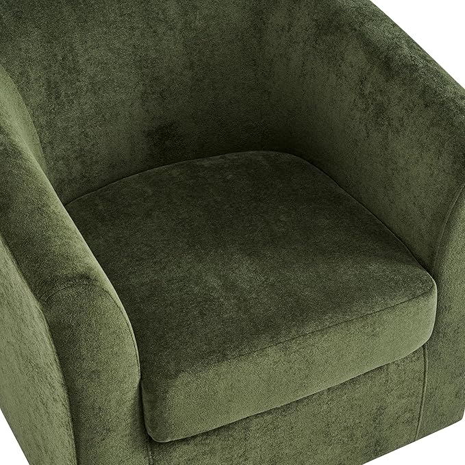 Christopher Knight Home Coles 360° Velvet Swivel Accent Chair Living Room Barrel Swivel Chair with Iron Frame Wooden Velvet Club Chair with Rotation No Assembly Required Olive Green+Walnut
