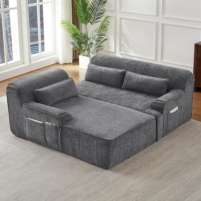 KEIKI 102 Chenille Couch Elegant Cloud Couch Sectional for Office Lounge or Studio Oversized L-Shape Modular Chenille Sofa No Assembly Needed