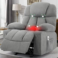 Manual Recliner Chair Rocker Recliner with Vibration Massage &amp Heat Ergonomic Reclining Fabric Living Room Chairs for Bedroom Nursery Single Sofa with 4 Pockets 2 Cup Holders Grey