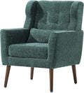 Modern Accent Chair Upholstered Foam Filled Living Room Chairs Comfy Reading Chair Mid Century Modern Chair with Chenille Fabric Lounge Arm Chairs Armchair for Living Room Bedroom (Blackish Green)