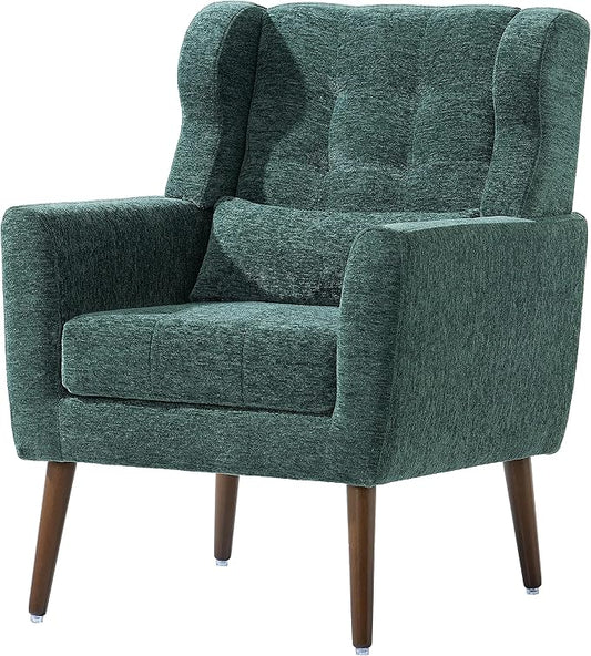 Harper &amp Bright Designs Modern Accent Living Room Chairs Comfy Chenille Fabric Upholstered Foam Filled Mid Century Arm Chairs for Living Room Reading Room BedroomBlackish Green