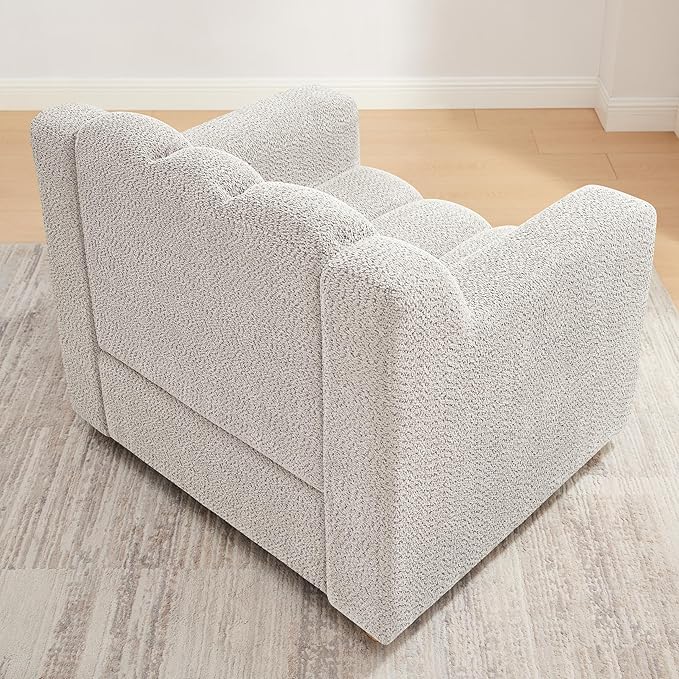 VANOMi Oversized Accent Chair Modern Living Room Chairs Comfy Boucle Fabric Upholstered Armchair for Bedroom Office Waiting Room (Beige)
