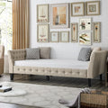 Rosevera Jamie Modern Upholstered Frame Button Tufted Fine Polyester Easy aseemble with Wooden Legs Twin Size Daybed Sleeper Couch for Living Room Bedroom Standard Warm Beige