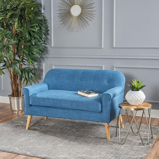 Christopher Knight Home Mariah Mid-Century Modern Loveseat Muted Blue