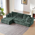 108” Modular L-Shaped Sectional Sofa Couch with Deep Seat Compressed Chenille Boneless Cloud Couch with Tufting for Living Room No Assembly Required (Dark Green Left Facing Chaise)