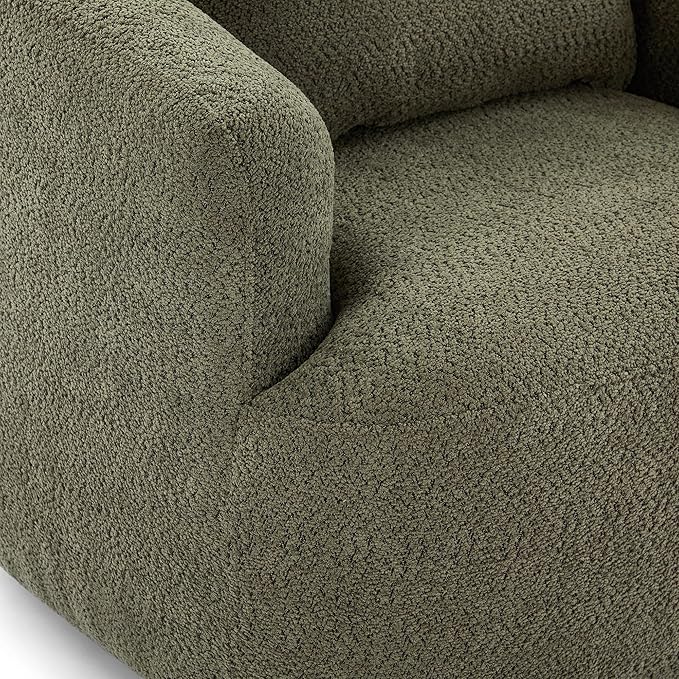 360° Swivel Chair 38.2 Accent Chair Sofa Chenille Upholstered Swivel Barrel Sofa Chair with a Throw Pillow for Living Room Bedroom Office and Hotel (Green@52)